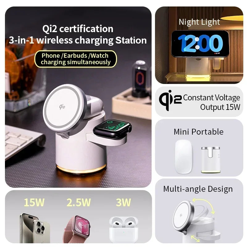 4 in 1 QI2 Wireless Charger Fast Charging