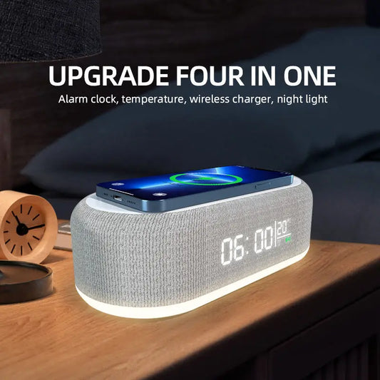 Wireless Charger Alarm Clock Time LED